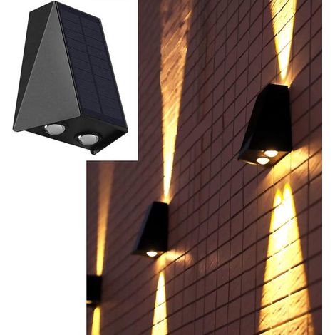 Solar-Wandstrahler, klare Wandleuchte, kabellos, Auf- und Abwärtsbeleuchtung, 1300 mAh, warmweißes Licht, moderne Premium-Solar-Außenwandleuchte (1/5)