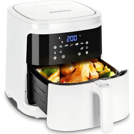 Friteuse Sans Huile Aigostar 7L 1900W - Air Fryer XXL Écran Tactile - Cuisson Saine - Accessoire Cuisine Noir (1/4)