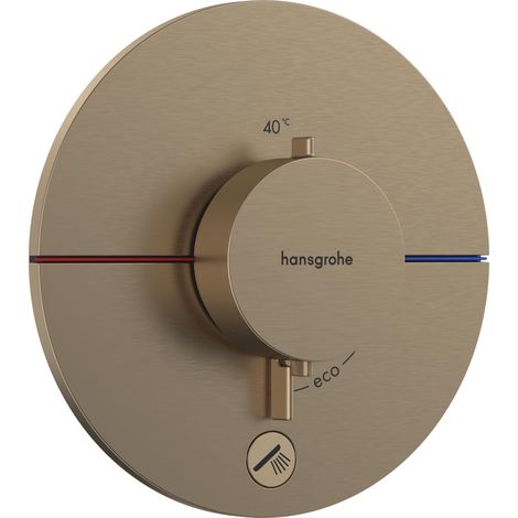 Mitigeur thermostatique avec 1 sortie additionnelle, Robinet encastré avec arrêt de sécurité à 40°C, Thermostat rond, 1 sortie, Bronze brossé (1/5)