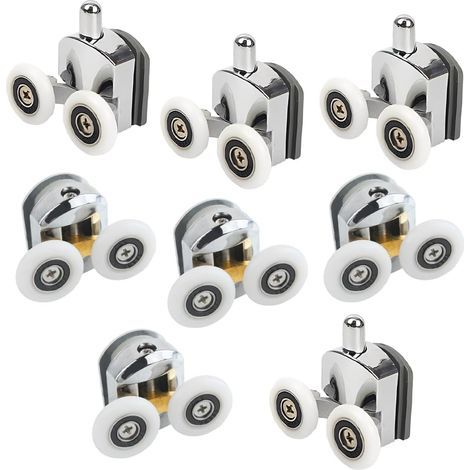 Ensemble de 8 roulettes de 23 mm pour portes de douche coulissantes, compatibles avec les portes coulissantes en verre (4 roulettes supérieures et 4 roulettes inférieures).