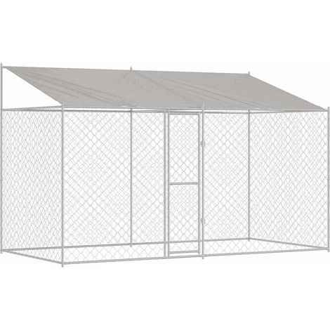 Jaula para perro con techo Plateado 400 x 200 x 256 cm vidaXL (1/5)