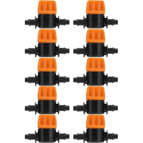 10 Pièces Vanne de Commutation D'irrigation Goutte à Goutte 4/7 Connecteur de Tube D'irrigation Connecteurs de Tuyau Vanne Barbelée Convient pour Jardin Agricole (1/4)