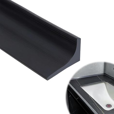 Bande de Seuil de Douche en Silicone, Joint d'Étanchéité Pliable de 200 cm, Étanche et Facile à Installer, Parfait pour Les Parois en Verre - Noir (1/5)