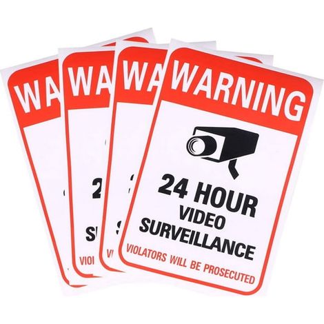 10pcs 24 Hour Vedio Sticker Self Adhesive 24 Hour Video Surveillance Sign Door Window Sticker Warning Sticker for Indoor Outdoor Yard School Office (1/5)