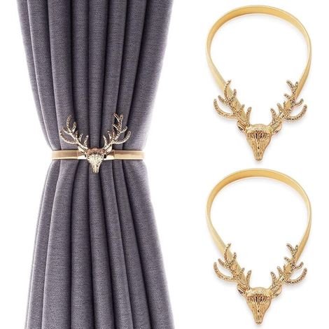 Sujetador de cortina, sujetador de cortina con gancho metálico, hebilla para cortina, forma de ciervo, clip para cortina, soporte moderno para cortina, ventana, accesorio decorativo para dormitorio, o