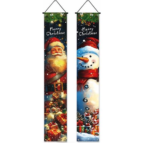 Bannière de Noël à suspendre à la porte - Décoration de Noël - Habillage de porte de Noël - Bannière suspendue pour porte de Noël - Décoration de Noël - pour l'extérieur et l'intérieur 30 x 180 cm (1/2)