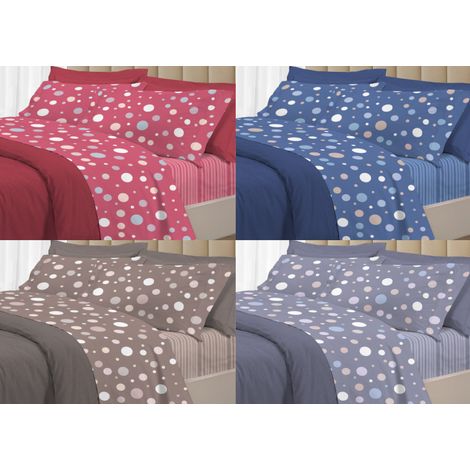 Completo Lenzuola Letto 100% Cotone Made Italy 3027 Disegno La Palla, misuraSingolocoloreTortora (1/4)