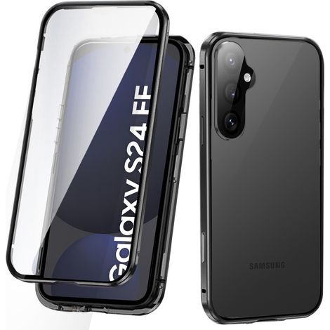Custodia per Samsung Galaxy S24 FE, con doppio vetro magnetico, nera (1/5)