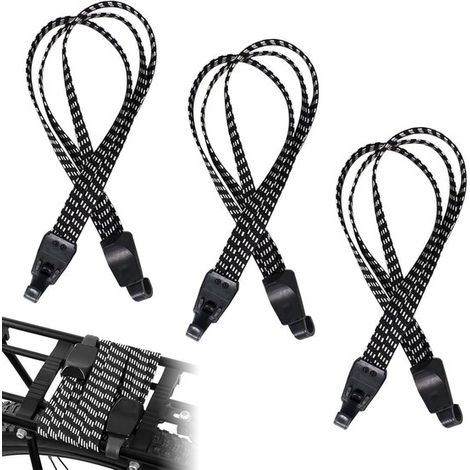 Confezione da 3 tenditori per bagagli - Tenditori in gomma da 65 cm con ganci - Cinghie elastiche per portapacchi da bicicletta - Regolabili per moto e zaini (1/5)
