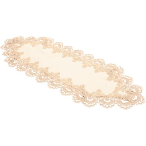 Nappe de Table Décorative Motifs Floraux Imperméable en Polyester Dentelle, Résistante à l'usure Forme Rectangulaire pour Chambre et Bureau (1/5)