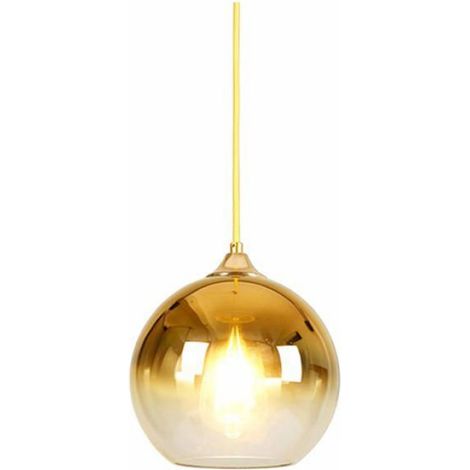 Lampe suspendue en verre de couleur dégradée sphérique Lampe en verre moderne Lustre suspendu (or, 20 cm) (1/4)