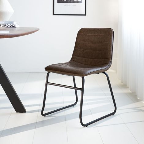 Chaise de salle à manger industrielle Taupe Mark - Similicuir - (1/5)