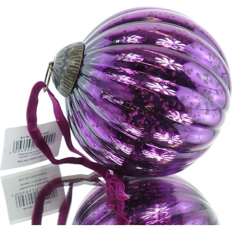 Riffelmacher Prunkvoller Weihnachtsschmuck Kugel Violett gerippt Antikstil Ø 10 cm - Glas (1/3)
