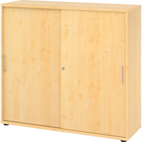 bümö® Schiebetürenschrank "3 OH" abschließbar in Ahorn mit Bügelgriffen