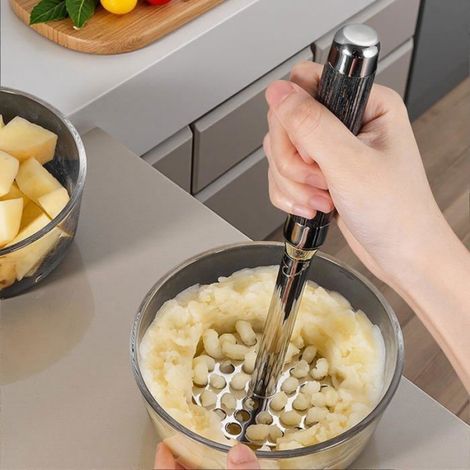 Presse-purée - Acier Inoxydable 316 - Poignée Bois - Pour Pommes De Terre Et Légumes - 1 Pièce (1/5)