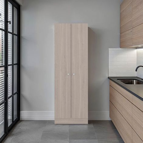 Armadio multifunzionale Z 60 in stile moderno, con due ante e ripiani interni, dimensioni 180,59 x 59,94 x 29,97 cm, colore grigio/argento (1/5)