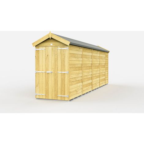 4 x 17 Feet Apex Shed - Double Door Without Windows - Wood - L503 x W118 x H217 cm