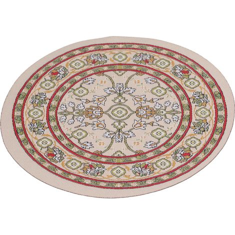 Tapis rond pour maison de poupée à l'échelle 1:12, 15,7 cm de diamètre, miniature tissée vintage exquise pour la décoration de maison de poupée C01 Petite Fleur (1/5)