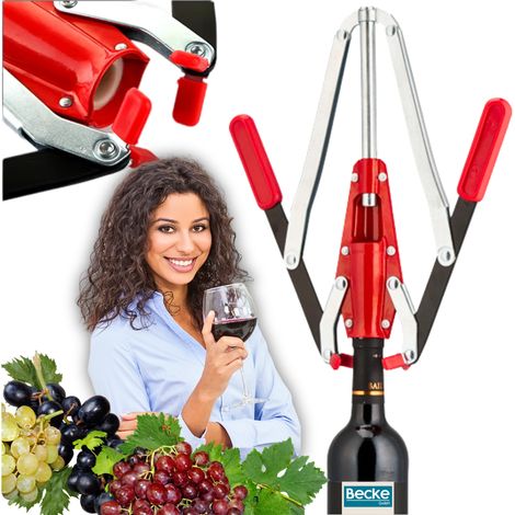 Tapadora manual de metal de dos brazos, resistente para taponar botellas de vino BECKE (1/5)