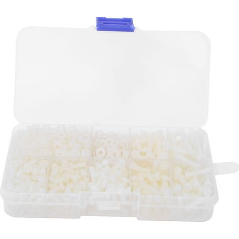 Kit de vis, écrous et rondelles en nylon M3 – 800 pièces, blanc, pour bricolage et assemblage (1/5)