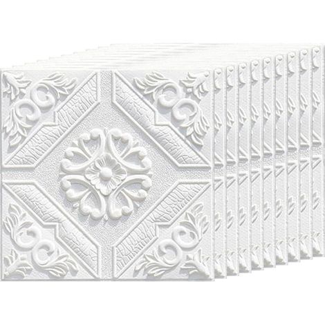 Set of 10 3D Foam Wall Panels – Self-Adhesive Square Wall Tiles with Floral Pattern for Decoration, 35 × 35 cm (1/5)