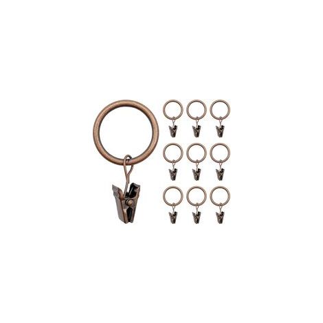 40 Pièces Anneaux Rideaux, Métal Rideau Crochets avec Pince Style Rétro, Robuste Accroche Rideau Anneaux à Pince pour Rideaux de Fenêtre et de Douche, Diamètre Intérieur de 25 mm, Antirouille,