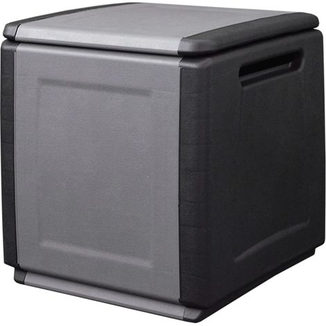 Coffre boîte meuble de jardin rangement 54 x 53 x 57 cm 130 litres gris foncé noir