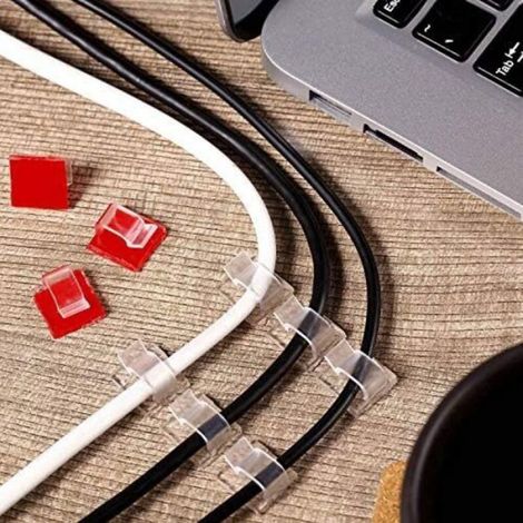 - Lot de 100 Clips de câble Autocollants pour éclairage extérieur - Mini Crochets pour Voiture, Bureau, Maison, décoration Lu (1/5)