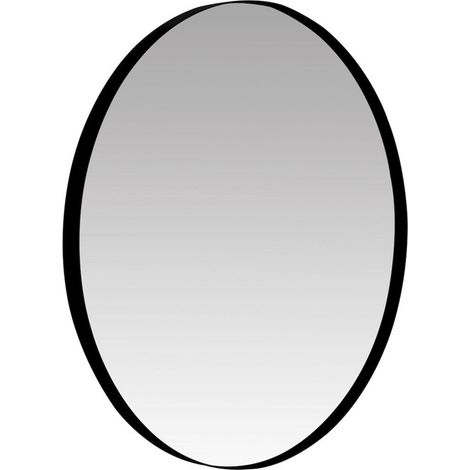 Miroir mural rond noir design métal et verre élégant - noir mat et verre clair (1/2)