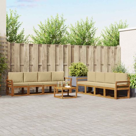 Outdoor-Sofagarnitur 9 pcs Natur und Beige Massivholz Akazie (1/5)