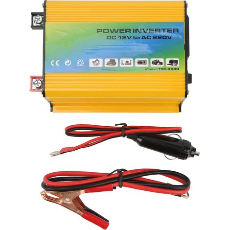 Convertisseur 12V 220V 300W Onde Modifiée ABS Jaune 2 Ports USB pour Voiture Camping Voyage (1/5)
