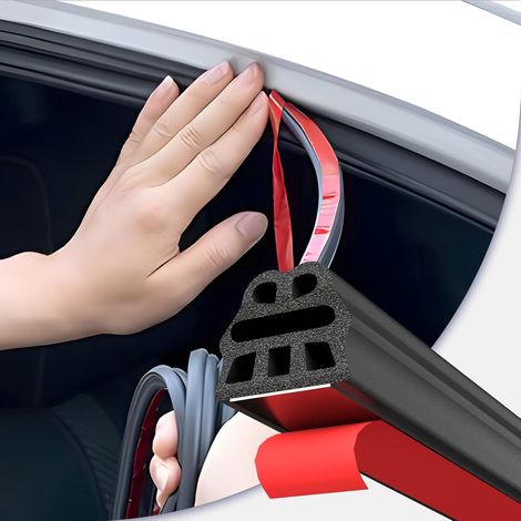 Guarnizione autoadesiva per portiere auto 5M - 6 fori in gomma EPDM, isolamento acustico e impermeabilizzante, universale per portiere, cofano e bagagliaio, facile da installare, nera (1/5)