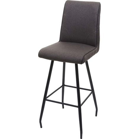 Tabouret de bar HHG-944, repose-pieds tissu/textile en acier, gris-brun (1/5)