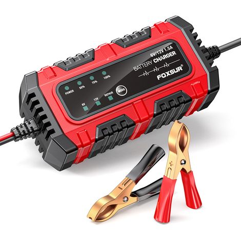 Chargeur intelligent pour batteries au plomb 6 V, 12 V, 1,5 A – Entretien et recharge d'entretien des batteries de moto et de voiture (1/5)
