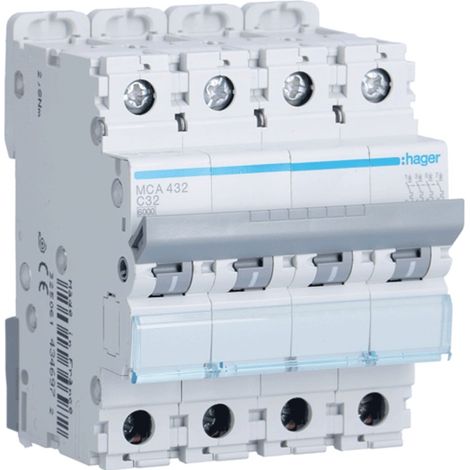 HAGER MCA432 Disjoncteur courbe M-C 6kA 4P 32A
