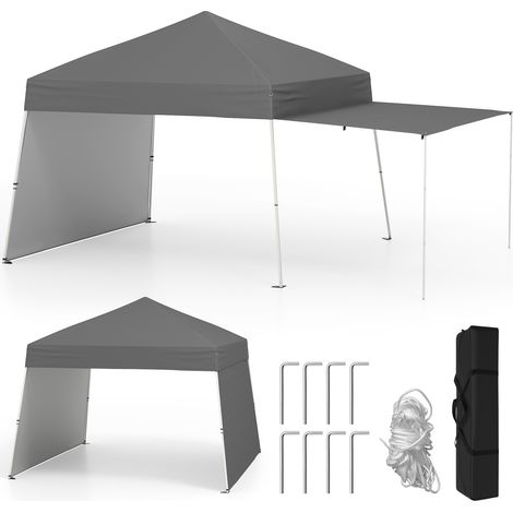 Tonnelle de Jardin Pop-up 430 x 280 CM, Tente Réception Portable Pliable avec Parois Latérales Convertibles en Auvent, pour Fête Camping, Gris (1/5)