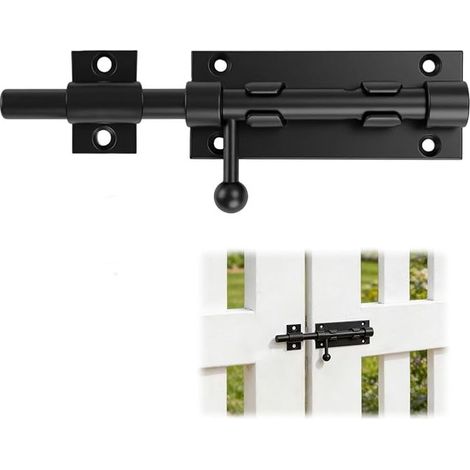 Sliding Door Lock 304 Stainless Steel Sliding Door Lock with Hole for Padlock Door Latch Exterior Door Latch Matte Black 105mm for Gate and Fence (1/5)