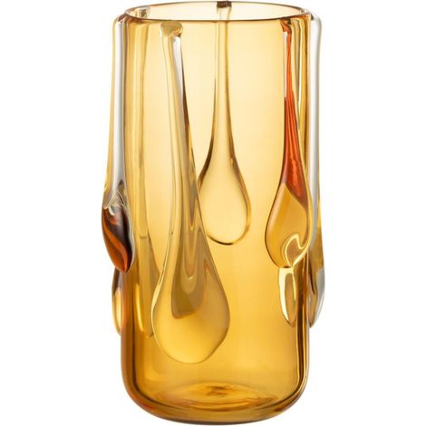 Vase Design en Verre "Drippy" 33cm Ambre