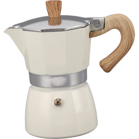 Moka-Kaffeebereiter, achteckig, Aluminium, klassisch, tragbar, Handkaffeebereiter, Moka-Kanne für Camping und Zuhause, weiß, 6 Tassen (1/5)