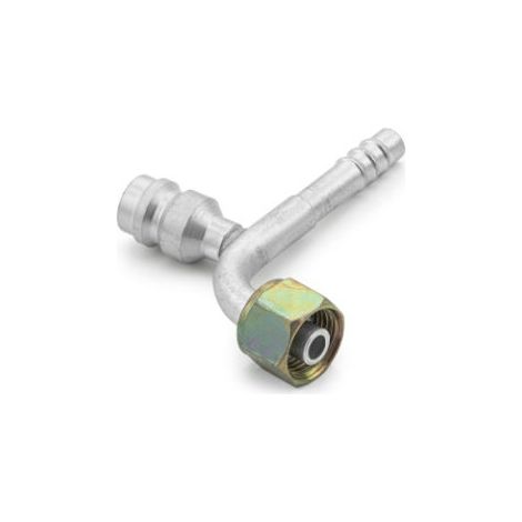 Conector hembra DN08 de 90° con junta tórica y válvula. (1/2)