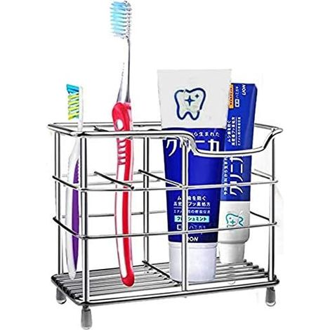 Support Pour Brosse À Dents - Acier Inoxydable - 5 Logements - Design À Grille Pour Séchage Rapide - Antidérapant - Pour Salle De Bain