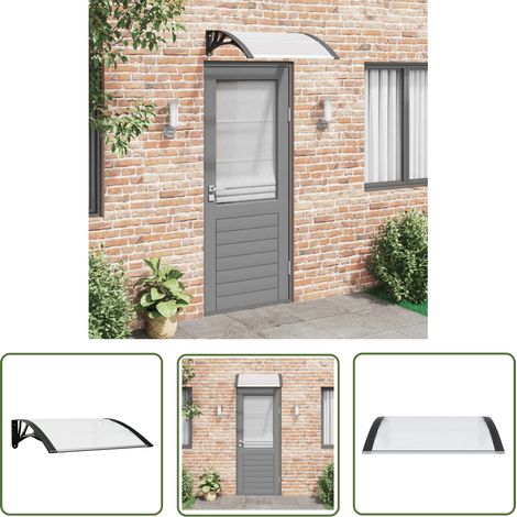 The Living Store Auvent de porte Noir et transparent 80x75 cm Polycarbonate - Auvent De Porte - Abri Porte - Protection Contre La Pluie - Store Extérieur - Protection Solaire (1/5)