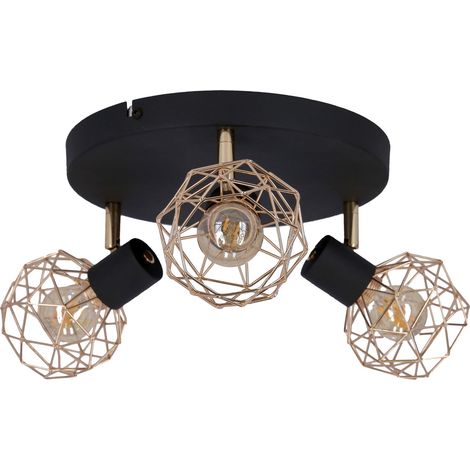 Plafonnier loft noir/cuivre 3xE14 Acrobat Candellux