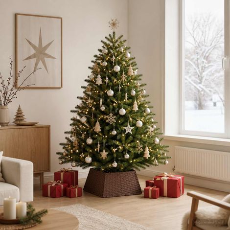 vidaXL Collier de sapin de Noël Carré Marron foncé 60 x 60 x 28 cm (1/5)