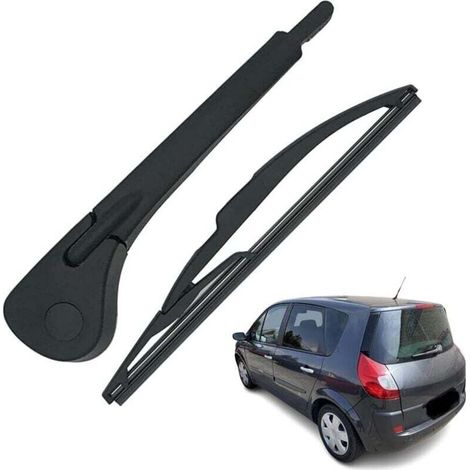 Bras Essuie Glace Arrière et Balai Essuie Glace, Arrière de Bras d'Essuie-Glace en Caoutchouc Naturel Toutes Saisons Kit Compatible avec Scenic 2 2003-2009, Compatible avec Modus 2004-2012