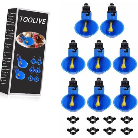 Abreuvoir automatique en plastique pour poules, idéal pour les poulets, poussins, canards et autres oiseaux. Fontaine à eau bleue pour la ferme. Convient aux poules, poussins, canards et autres volail (1/5)