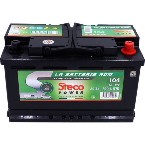 Batterie 12v 80ah 800a 315x175x190 Bereich agm-vrla stecopower - 104