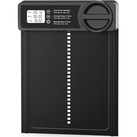 Porte de poulailler automatique avec minuterie/mode manuel, porte de poulailler Anti-pincement Alliage d'aluminium Grand écran LCD programmable, avertissement de batterie faible (1/5)