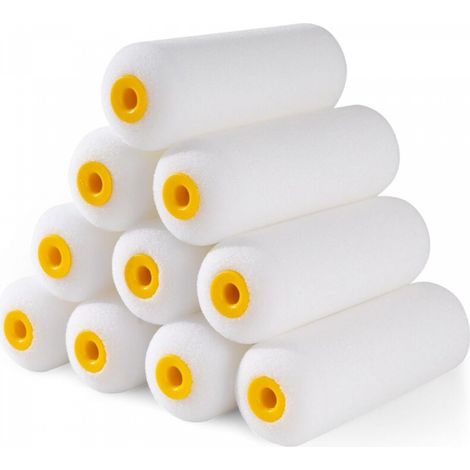 Rouleau à peinture en mousse, lot de 10 rouleaux à peinture, mini rouleau à peinture, rouleau à peinture en mousse absorbante, rouleau à peinture (1/4)