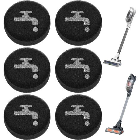 Lot de 6 filtres éponge compatibles avec les aspirateurs sans fil BLACK+DECKER POWERSERIES+ 16 V/20 V modèles BHFEA420J BHFEA520J BHFEA18D1, pièce de rechange BHFEAF1, accessoires pour aspirateur (1/5)